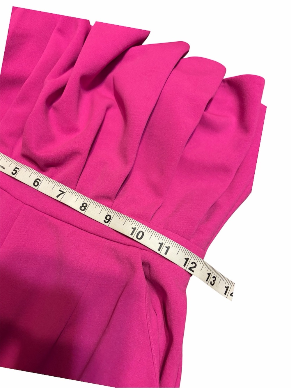 Entro Fuchsia Pink Strapless Pleated Bodice Wide Leg Jumpsuit - Picture 12 of 13